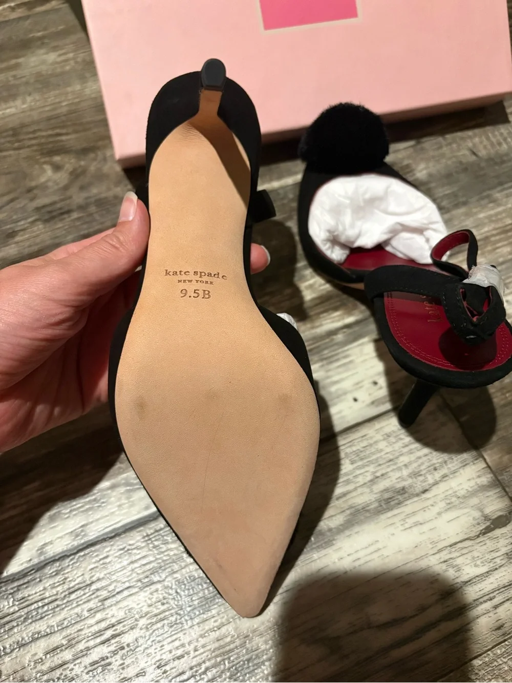 Kate Spade New York Amour Pom Pumps Black Suede
